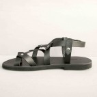 Classic Leather Criss-Cross Strappy  Slingback Sandals with Metallic Studs