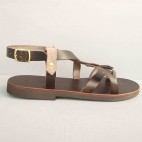 Classic Leather Criss-Cross Strappy  Slingback Sandals with Metallic Studs