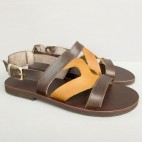 Mens Classic Wide Cutout Slides with Inset Upper Leather Strap