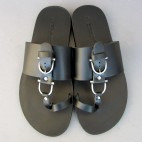 Men’s Wide Band Pirate Sandals with Metallic Buckle Motif