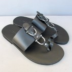 Men’s Wide Band Pirate Sandals with Metallic Buckle Motif