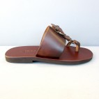 Mens Wide Band Pirate Sandals with Metallic Buckle Motif