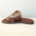 Mens Wide Band Pirate Sandals with Metallic Buckle Motif